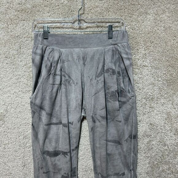 Heel Athens Lab Crop Pants Women's S Gray Tie Dye Pleated Pull On Organic Cotton - Picture 2 of 14